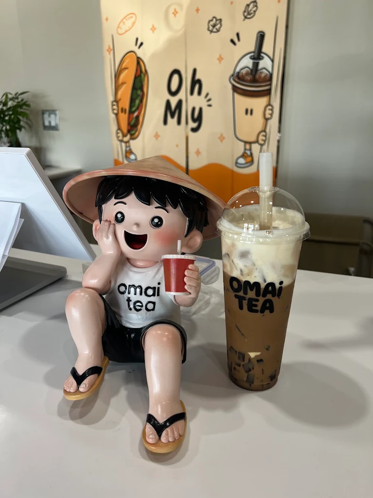 Coconut matcha at Omai Tea, a Vietnamese café in River Heights, Winnipeg