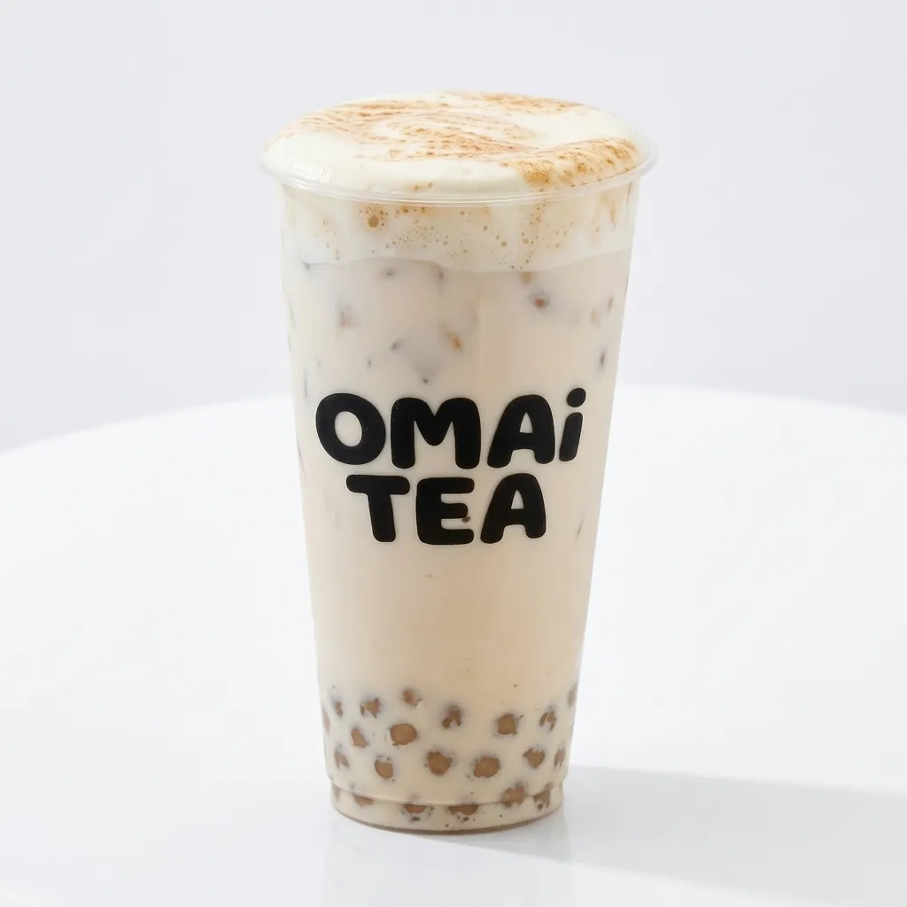 Roasted Rice Milk Tea with Egg Foam at Omai Tea in River Heights, Winnipeg